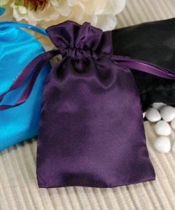 HIER_5350 12 Pack | 5" Baby Blue Satin Drawstring Wedding Party Favor Gift Bags Tabletop Decor 13 HIER_5350 12 Pack | 5