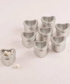 HIER_5320 10 Pack | Silver Heart Shaped Window Tin Favor Boxes Tabletop Decor 32 HIER_5320 10 Pack | Silver Heart Shaped Window Tin Favor Boxes Tabletop Decor