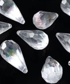 HIER_5170 50 Pcs | Clear Hanging Angel's Tears Acrylic Diamond Mini Chandeliers Chargers & Centerpieces