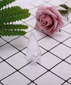 HIER_5170 50 Pcs | Clear Hanging Angel's Tears Acrylic Diamond Mini Chandeliers Chargers & Centerpieces