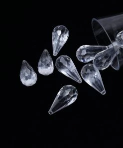 HIER_5170 50 Pcs | Clear Hanging Angel's Tears Acrylic Diamond Mini Chandeliers Chargers & Centerpieces