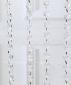 HIER_5170 3ft | Clear Acrylic Crystal Diamond Teardrop Beads, Garland Chain Roll Chargers & Centerpieces