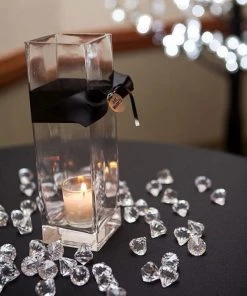 HIER_5170 Chandelier Raindrop Crystals | 240 PCS | 20MM | Black | Acrylic Teardrop Crystals Chargers & Centerpieces