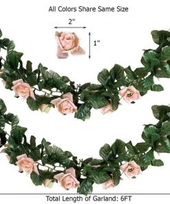 HIER_1210 Garlands | Vines 6ft | Burgundy Artificial Silk Rose Garland UV Protected Flower Chain