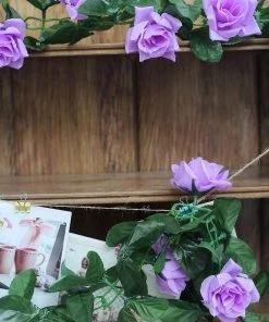 HIER_1210 Artificial Flower & Plants 6ft | Lavender Artificial Silk Rose Garland UV Protected Flower Chain