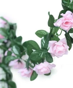 HIER_1210 6ft | Pink Artificial Silk Rose Garland UV Protected Flower Chain Garlands | Vines