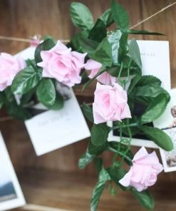 HIER_1210 6ft | Pink Artificial Silk Rose Garland UV Protected Flower Chain Garlands | Vines