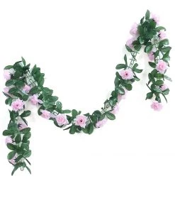 HIER_1210 6ft | Pink Artificial Silk Rose Garland UV Protected Flower Chain Garlands | Vines