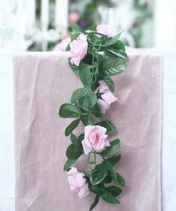 HIER_1210 6ft | Pink Artificial Silk Rose Garland UV Protected Flower Chain Garlands | Vines