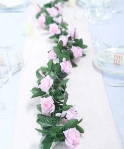 HIER_1210 6ft | Pink Artificial Silk Rose Garland UV Protected Flower Chain Garlands | Vines