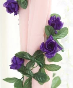 HIER_1210 6ft | Purple Artificial Silk Rose Garland UV Protected Flower Chain Artificial Flower & Plants