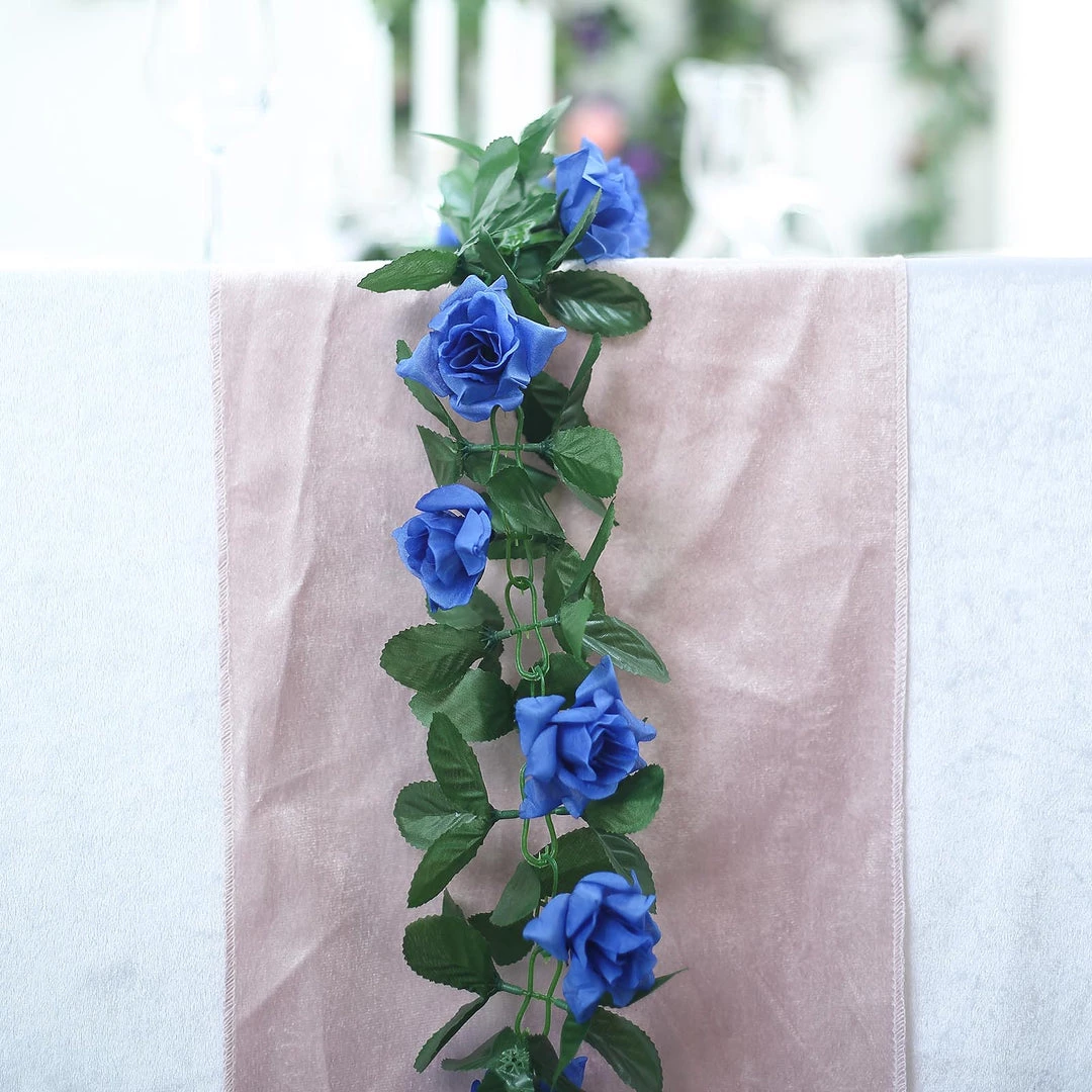 HIER_1210 6ft | Royal Blue Artificial Silk Rose Garland UV Protected Flower Chain 11 HIER_1210 6ft | Royal Blue Artificial Silk Rose Garland UV Protected Flower Chain