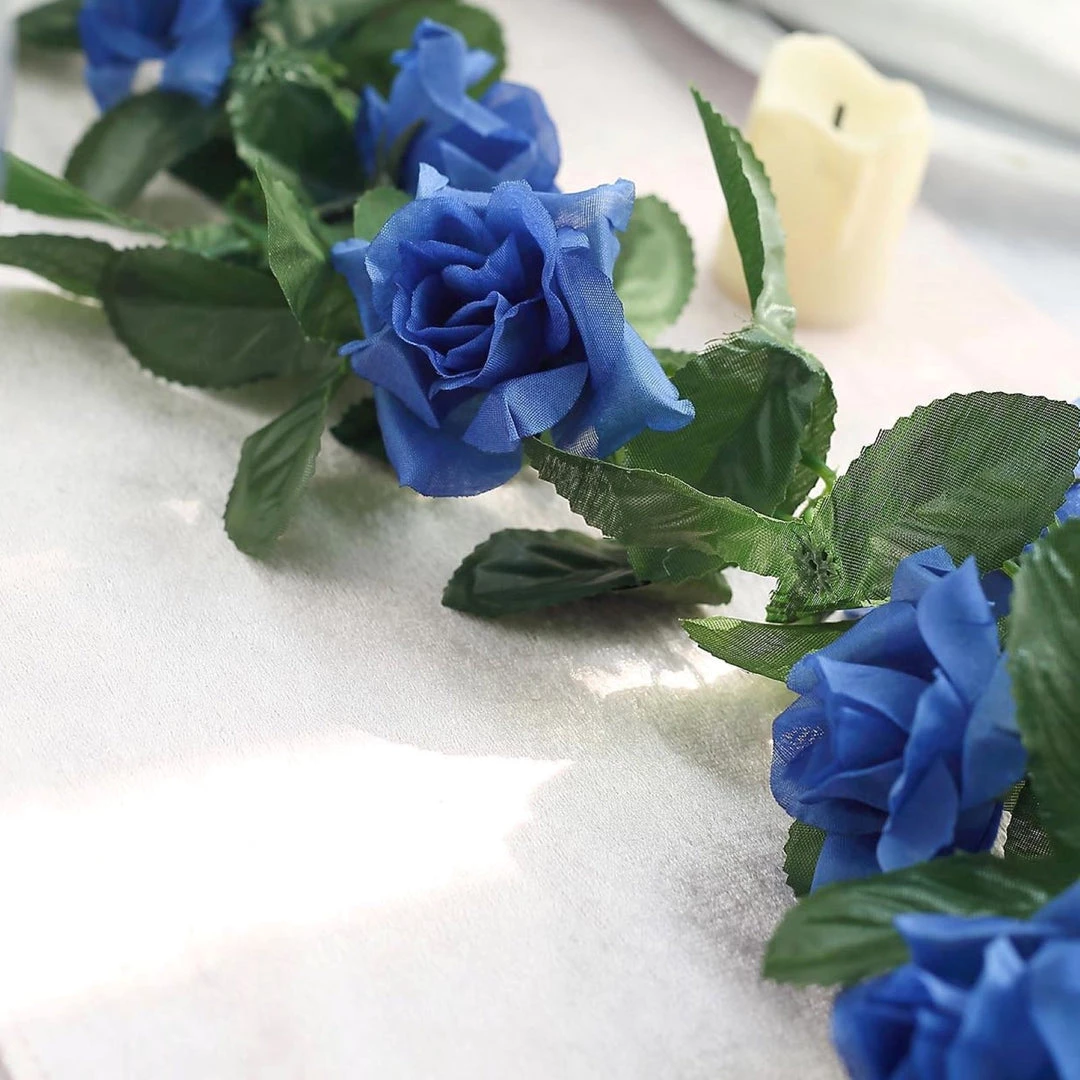 HIER_1210 6ft | Royal Blue Artificial Silk Rose Garland UV Protected Flower Chain 13 HIER_1210 6ft | Royal Blue Artificial Silk Rose Garland UV Protected Flower Chain