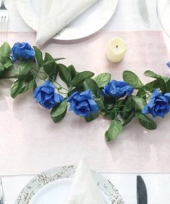 HIER_1210 6ft | Royal Blue Artificial Silk Rose Garland UV Protected Flower Chain 20 HIER_1210 6ft | Royal Blue Artificial Silk Rose Garland UV Protected Flower Chain