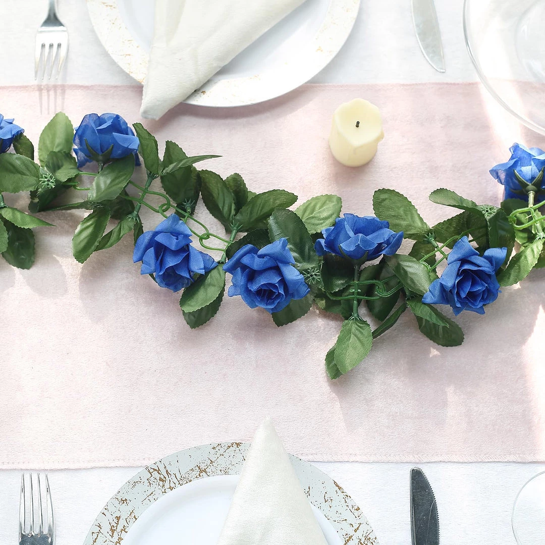 HIER_1210 6ft | Royal Blue Artificial Silk Rose Garland UV Protected Flower Chain 7 HIER_1210 6ft | Royal Blue Artificial Silk Rose Garland UV Protected Flower Chain