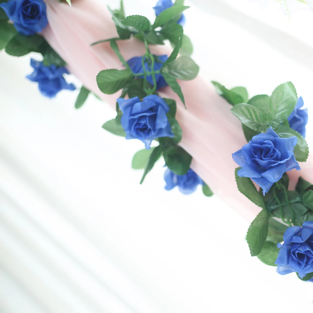 HIER_1210 6ft | Royal Blue Artificial Silk Rose Garland UV Protected Flower Chain 10 HIER_1210 6ft | Royal Blue Artificial Silk Rose Garland UV Protected Flower Chain