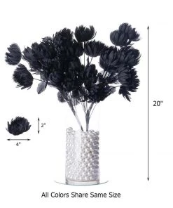 HIER_1100 Faux Carnations | Mums 4 Bushes | Pink Artificial Long Stem Silk Chrysanthemum Flowers