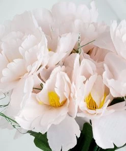 HIER_1140 12 Bushes | Blush/Rose Gold Artificial Silk Peony Flowers, Faux Bouquets