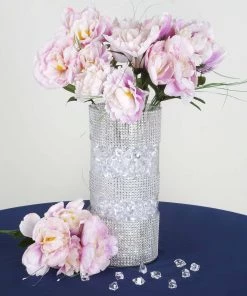 HIER_1140 Artificial Flower & Plants 12 Bushes | Lavender Artificial Silk Peony Flowers, Faux Bouquets