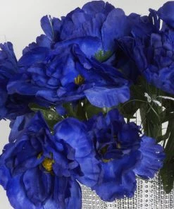 HIER_1140 12 Bushes | Navy Blue Artificial Silk Peony Flowers, Faux Bouquets Artificial Flower & Plants