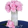 HIER_1140 12 Bushes | Pink Artificial Silk Peony Flowers, Faux Bouquets