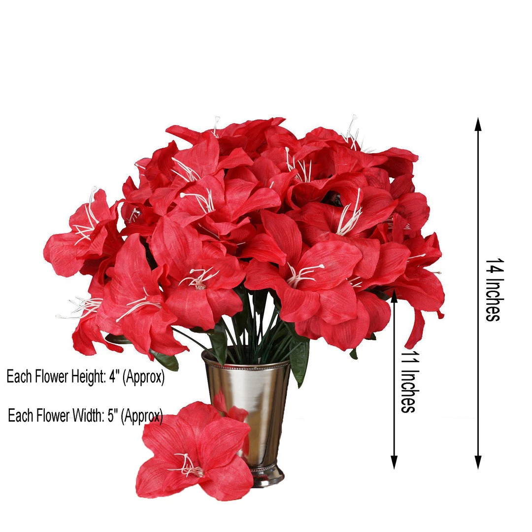 HIER_1100 10 Bushes | Red Artificial Silk Easter Lily Flowers, Faux Bouquets 3 HIER_1100 10 Bushes | Red Artificial Silk Easter Lily Flowers, Faux Bouquets