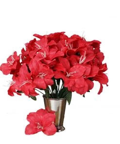HIER_1100 10 Bushes | Red Artificial Silk Easter Lily Flowers, Faux Bouquets 11 HIER_1100 10 Bushes | Red Artificial Silk Easter Lily Flowers, Faux Bouquets
