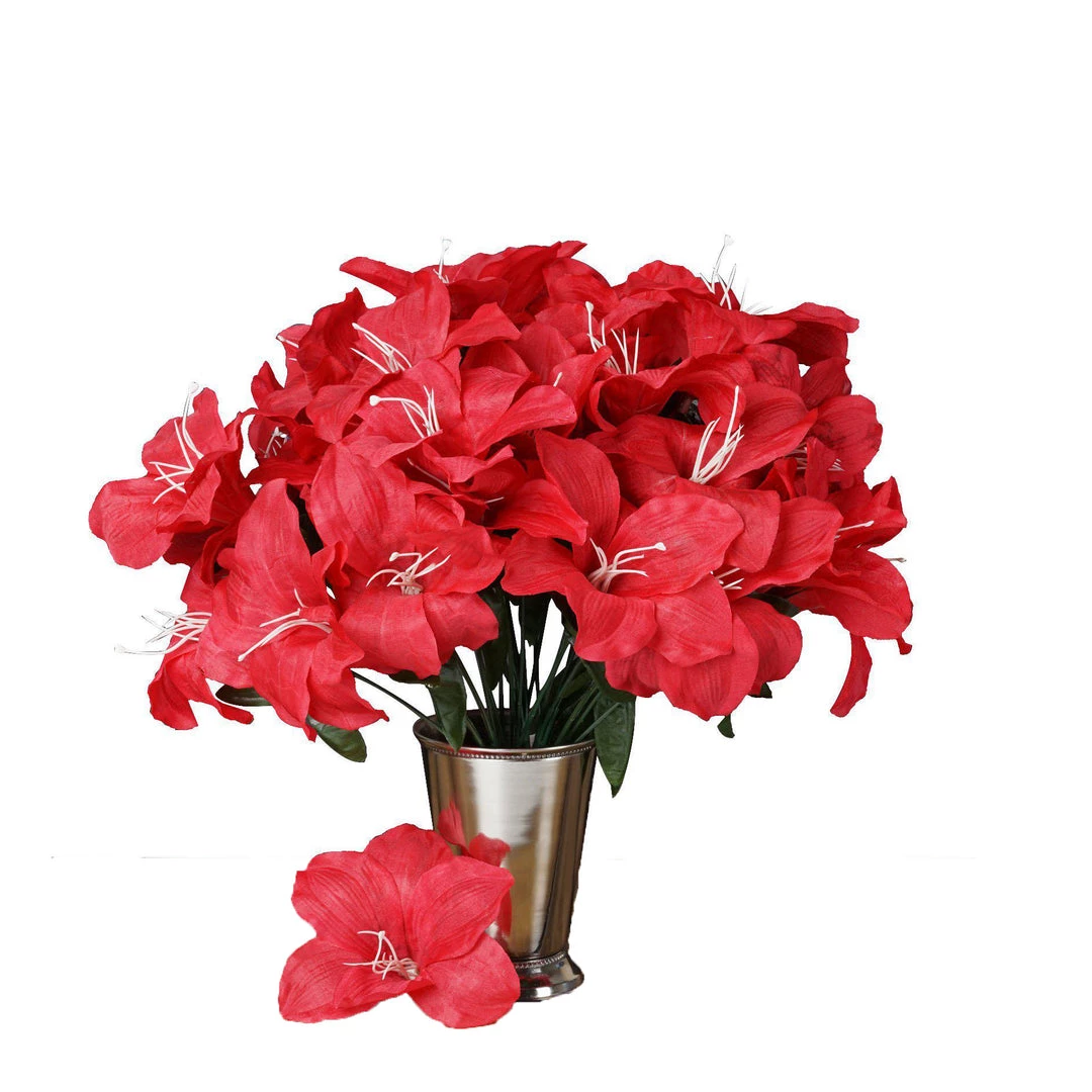HIER_1100 10 Bushes | Red Artificial Silk Easter Lily Flowers, Faux Bouquets 6 HIER_1100 10 Bushes | Red Artificial Silk Easter Lily Flowers, Faux Bouquets