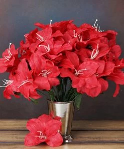 HIER_1100 10 Bushes | Red Artificial Silk Easter Lily Flowers, Faux Bouquets 9 HIER_1100 10 Bushes | Red Artificial Silk Easter Lily Flowers, Faux Bouquets