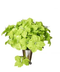 HIER_1100 10 Bushes | Sage Green Artificial Silk Easter Lily Flowers, Faux Bouquets