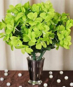 HIER_1100 Faux Tulips & Others 6 Bushes | Lime Green Artificial Silk Amaryllis Flowers, Faux Bouquets