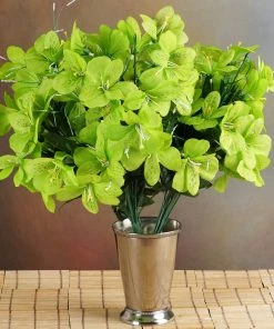 HIER_1100 Faux Tulips & Others 6 Bushes | Lime Green Artificial Silk Amaryllis Flowers, Faux Bouquets 12 HIER_1100 Faux Tulips & Others 6 Bushes | Lime Green Artificial Silk Amaryllis Flowers, Faux Bouquets