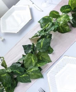 HIER_1220 8ft | Green UV Protected Artificial Silk Ivy Leaf Garland Vine, Outdoor/Indoor