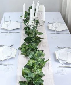 HIER_1220 8ft | Green UV Protected Artificial Silk Ivy Leaf Garland Vine, Outdoor/Indoor