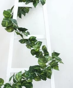 HIER_1220 8ft | Green UV Protected Artificial Silk Ivy Leaf Garland Vine, Outdoor/Indoor