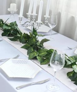 HIER_1220 8ft | Green UV Protected Artificial Silk Ivy Leaf Garland Vine, Outdoor/Indoor