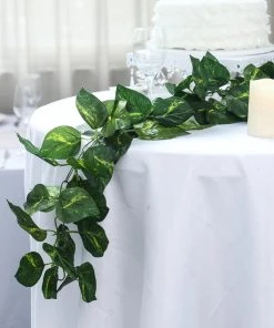 HIER_1220 8ft | Green UV Protected Artificial Silk Ivy Leaf Garland Vine, Outdoor/Indoor