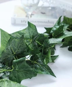 HIER_1220 8ft | Dark Green UV Protected Artificial Silk Ivy Leaf Garland Vine, Outdoor/Indoor