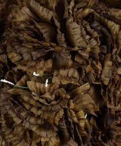 HIER_1100 4 Bushes | Chocolate Brown Artificial Silk Carnation Flowers Large Faux Bouquet