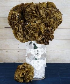 HIER_1100 4 Bushes | Chocolate Brown Artificial Silk Carnation Flowers Large Faux Bouquet