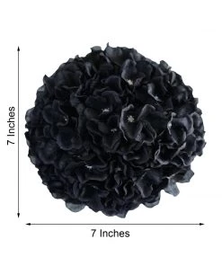 HIER_1500 Chargers & Centerpieces 4 Pack | 7" Black Artificial Silk Hydrangea Kissing Flower Balls 10 HIER_1500 Chargers & Centerpieces 4 Pack | 7