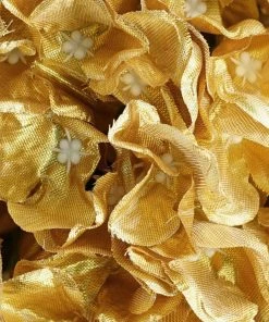 HIER_1500 Chargers & Centerpieces 4 Pack | 7" Gold Artificial Silk Hydrangea Kissing Flower Balls