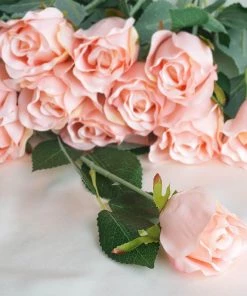 HIER_1400 Artificial Flower & Plants 31" | 24pcs Blush/Rose Gold Long Stem Artificial Silk Roses Flowers 21 HIER_1400 Artificial Flower & Plants 31