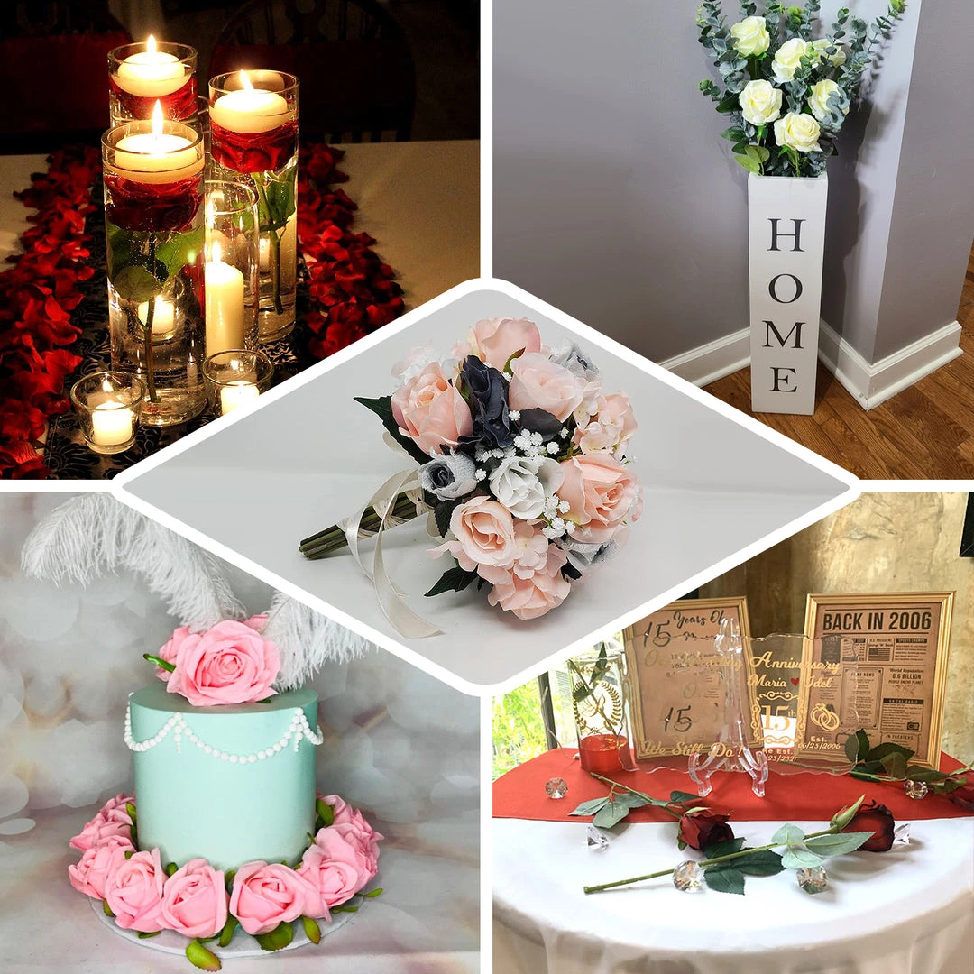 HIER_1400 Artificial Flower & Plants 31" | 24pcs Blush/Rose Gold Long Stem Artificial Silk Roses Flowers 5 HIER_1400 Artificial Flower & Plants 31" | 24pcs Blush/Rose Gold Long Stem Artificial Silk Roses Flowers