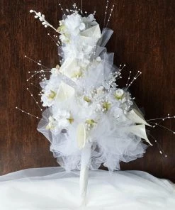HIER_1300 20" | Cream Artificial Lily & Tulip Wedding/Bridal Bouquet Flowers