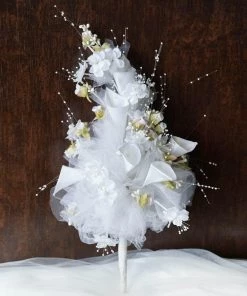 HIER_1300 20" | White Artificial Lily & Tulip Wedding/Bridal Bouquet Flowers