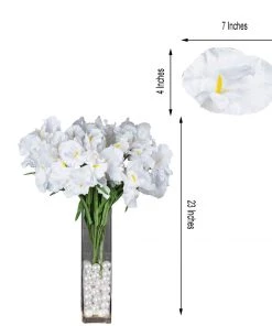 HIER_1100 4 Bushes | White Artificial Silk Iris Flowers, Faux Stem Bouquets 9 HIER_1100 4 Bushes | White Artificial Silk Iris Flowers, Faux Stem Bouquets