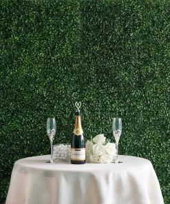 HIER_1920 Greenery & Flower Wall Panels 11 Sq Ft. | 4 Panels Dark Green Boxwood Hedge Garden Wall Backdrop Mat