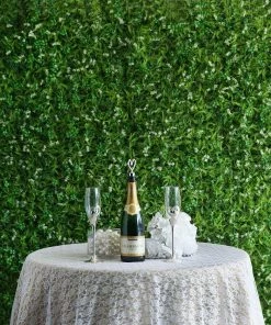 HIER_1920 11 Sq Ft. | 4 Panels Green Flowery Boxwood Hedge Garden Wall Backdrop Mat