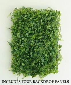 HIER_1920 11 Sq Ft. | 4 Panels Green Boxwood Hedge Locust & Cypress Garden Wall Backdrop Mat